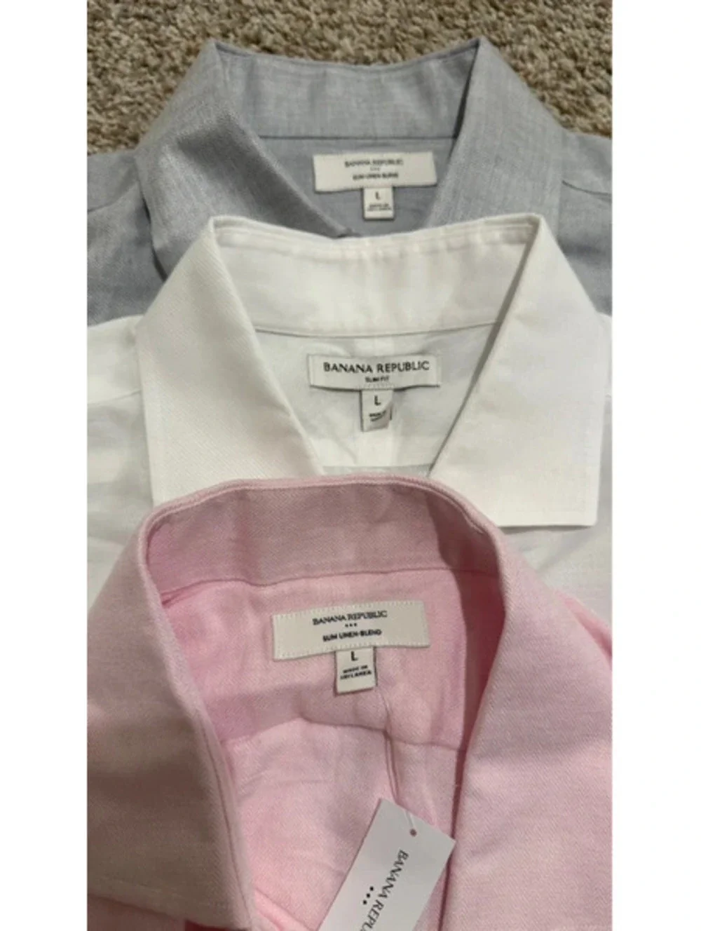 Banana Republic Premium Linen Dress Shirt Lot 3 L Slim